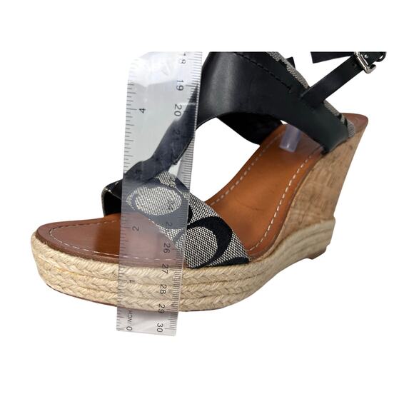 Coach Mendez Monogram Wedge Platform‎ Espadrilles Shoes Gray 10 Sexy Bohemian - Picture 7 of 9